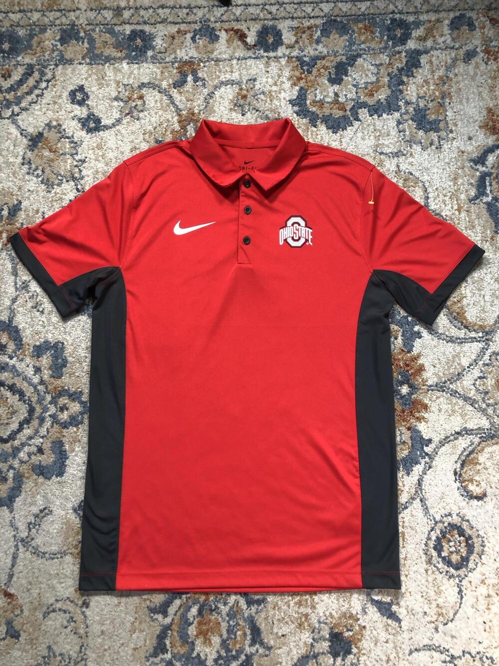 Ohio State Buckeyes Shirt Mens Medium Red NCAA Football Nike Dri-FIT Polo